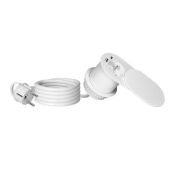 GNIAZDO MEBLOWE KABEL1,9m ORNO OR-GM-9042/W Ø6cm 2xUSB
